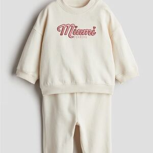 H&M Cream Kids Sweatshirt and sweatpants Set Miami Florida